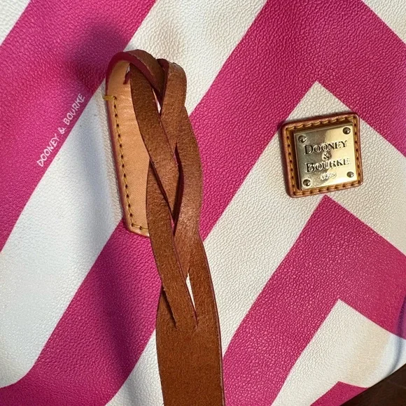 Dooney & Bourke Pink and White Chevron Tote - Picture 2 of 11